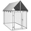 Dog Kennel Silver Galvanized steel, Polyethylene
