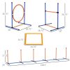 Dog Agility Training Equipment Set, 4 Pcs with Weave Poles, Adjustable Hurdle, Jumping Ring, Pause Box, Orange