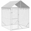 Outdoor Dog Kennel Silver Galvanized steel, Polyethylene