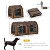 Portable Cat Cage 39 Twin Compartment Show House with Soft Cushions Storage Bag Brown