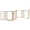 Dog Gate with Door Foldable 4 Panels 126.0 " Solid Wood Fir
