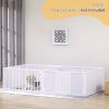 Wooden Whelping Box for Dogs, Adjustable Entrance, Large Puppy Playpen, 81" x 39" x 20", White