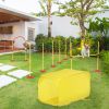 4-Piece Dog Agility Training Set Portable Equipment with Weave Pole Jumping Ring High Jump Tunnel Yellow