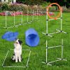 5 Piece Outdoor Dog Agility Training Equipment Set with Jumping Ring Hurdle Bar Tunnel Pet Fitness