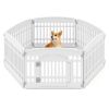 White HDPE Pet Playpen - 6-Panel Design (Hexagonal/Rectangular/House), 18"x18.5" Door, 21.5 lbs Net Weight for Travel/Yard/Living Room