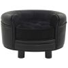 Dog Sofa Black Faux leather, plush, solid fir wood