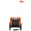 Pet Bike Trailer Orange and Black Oxford Fabric, Iron, PVC