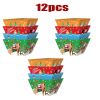 12 Pcs Christmas Paper Food Tray Tree Santa Gingerbread Elk Pattern Snack Bowl Xmas Party Disposable Paper Serving Tray Cute Popcorn Hot Dog Candy Con