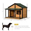 Wooden Outdoor Dog House with Porch Asphalt Roof for Medium Large Dogs Yellow