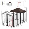 Outdoor Dog Kennel 9.3x4.6 Exercise Pen with UV Protection Canopy Water-resistant for Medium Large Dogs