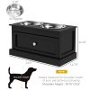 Elevated Dog Bowls with Storage Drawer, Raised Dog Bowl Stand Pet Food Bowl Dog Feeding Station, Black