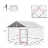 6.6' x 6.6' x 4.9' Dog Kennel Outdoor for Small Medium Dogs with Waterproof Roof, Silver