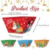 12 Pcs Christmas Paper Food Tray Tree Santa Gingerbread Elk Pattern Snack Bowl Xmas Party Disposable Paper Serving Tray Cute Popcorn Hot Dog Candy Con