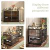 Furniture Style Large Dog Crate with 360Â° & Adjustable Raised Feeder for Dogs 48"