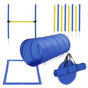 PawHut Dog Agility Tools 4PCS Set PE Jumps Stop Box Outdoor Training Equipment Blue Yellow