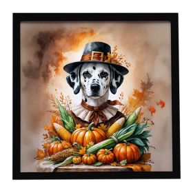 Dalmatian Thanksgiving Framed Metal Print Bathroom, Kitchen, Office, Home Decor Wall Art Ready to Hang, Square, 8X8