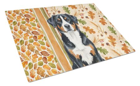 Greater Swiss Mountain Dog Heirloom Fall Glass Cutting Board Decorative Tempered Glass Kitchen Cutting and Serving Board Large Size Chopping Boar