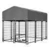 Dog Kennel Outdoor with Roof, 4.23'x5.82'x4.83' Welded Wire Enclosure, Heavy Duty Dog Crate with UV-Resistant Waterproof Cover