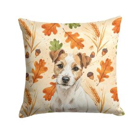 White with Tan Markings Russell Terrier Heirloom Fall Throw Pillow Decorative Indoor Outdoor Accent Cushion for Couch, Bed or Patio, 18Hx18W