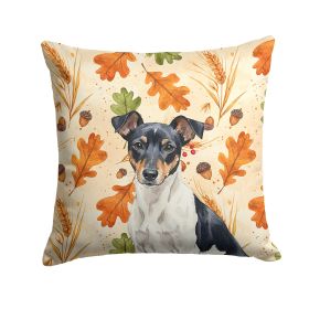 Black and White Rat Terrier Heirloom Fall Throw Pillow Decorative Indoor Outdoor Accent Cushion for Couch, Bed or Patio, 18Hx18W
