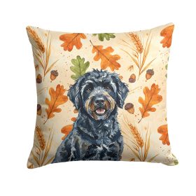 Black Portuguese Water Dog Heirloom Fall Throw Pillow Decorative Indoor Outdoor Accent Cushion for Couch, Bed or Patio, 18Hx18W