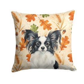 Black and White Papillon Heirloom Fall Throw Pillow Decorative Indoor Outdoor Accent Cushion for Couch, Bed or Patio, 18Hx18W