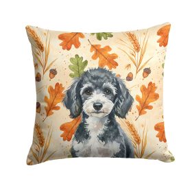 Miniature Parti Poodle Heirloom Fall Throw Pillow Decorative Indoor Outdoor Accent Cushion for Couch, Bed or Patio, 18Hx18W
