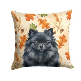 Black Pomeranian Heirloom Fall Throw Pillow Decorative Indoor Outdoor Accent Cushion for Couch, Bed or Patio, 18Hx18W