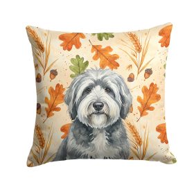 Gray and White Old English Sheepdog Heirloom Fall Throw Pillow Decorative Indoor Outdoor Accent Cushion for Couch, Bed or Patio, 18Hx18W