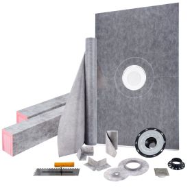 VEVOR Shower Curb Kit, 48"x72" Watertight Shower Curb Overlay with 4" ABS Central Bonding Flange, 4" Stainless Steel Grate
