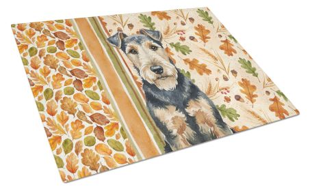 Welsh Terrier Heirloom Fall Glass Cutting Board Decorative Tempered Glass Kitchen Cutting and Serving Board Large Size Chopping Board