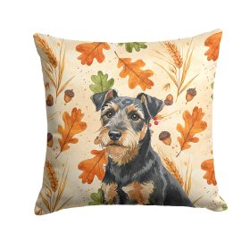 Black and Tan Lakeland Terrier Heirloom Fall Throw Pillow Decorative Indoor Outdoor Accent Cushion for Couch, Bed or Patio, 18Hx18W