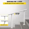 VEVOR Outdoor Stair Railing Kit, 3 FT Handrails 2-3 Steps, Adjustable Angle White Aluminum Stair Hand Rail for The Elderly
