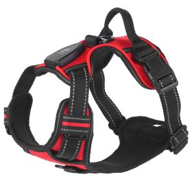 Light Up Dog Harness Rechargeable LED Dog Harness No Pull Lighted Dog Vest with Handle for Small/Medium/Large Dogs (Option: DogHarnessRedS)