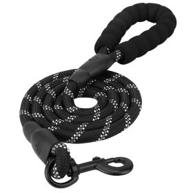 5FT Dog Leash Dog Training Walking Lead w/ Foam Handle Highly Reflective Treads Strong Nylon Dog Rope For Small Medium Dogs (Option: DogLeashBlack)