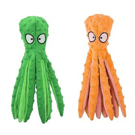 2Pcs Squeaky Dog Toys No Stuffing Crinkle Plush Octopus Dog Teething Toy Interactive Dog Toy Dog Training Toy For Puppy Small Medium Large Dog (Option: DogToyGreenOrangeOrange)