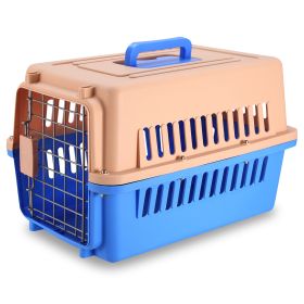 Travel Dog Kennel Carrier Handheld Pet Crate Cage Carrier Box w/ 11lbs Max Load Safety Squeeze Latch (Option: erBlue)