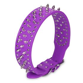 Dog Leather Collar Spiked Studded Pet Dog Collar Adjustable Neck Pitbull Mastiff Collar (Option: LeatherCollarPPLL)