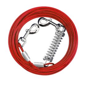 29.5FT Dog Tie Out Cable Long Dog Leash Chew Proof Lead Dog Chain with Durable Spring 360° Rotatable Clips PVC Case for Outside Yard Caming (Option: TieOutCableRed9M)