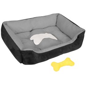 Pet Dog Bed Soft Warm Fleece Puppy Cat Bed Dog Cozy Nest Sofa Bed Cushion Mat For S/M Dog (Option: PetBedBlackL)
