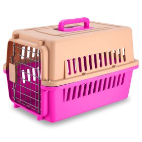 Travel Dog Kennel Carrier Handheld Pet Crate Cage Carrier Box w/ 11lbs Max Load Safety Squeeze Latch (Option: erPink)