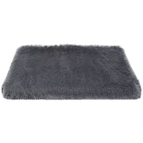 Dog Bed Soft Plush Cushion Cozy Warm Pet Crate Mat Dog Carpet Mattress with Long Plush for S/M Dogs (Option: DogMatM)