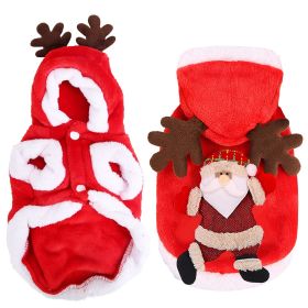 Pet Christmas Clothes Santa Claus Reindeer Antlers Costume Winter Outfit New Year Coat For Small Medium Dogs Cats Available in S/M/L/XL (Option: PetClothesRedL)