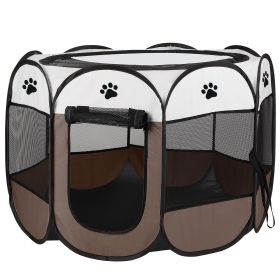 Portable Foldable Pet Tent Exercise Pen Kennel Removable Zipper Top and Bottom Water Resistant Indoor Outdoor Use For Dogs Cats Other Pets (Option: PetPlaypenLCoffee)