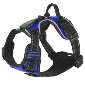 Light Up Dog Harness Rechargeable LED Dog Harness No Pull Lighted Dog Vest with Handle for Small/Medium/Large Dogs (Option: DogHarnessDarkBlueS)
