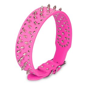 Dog Leather Collar Spiked Studded Pet Dog Collar Adjustable Neck Pitbull Mastiff Collar (Option: LeatherCollarRoseS)