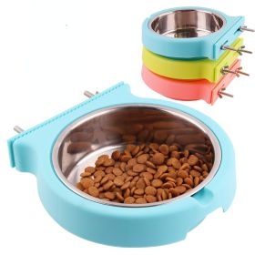 Stainless steel pet bowl hanging bowl tableware overturn proof dog bowl dog bowl cat bowl feeder (Color: Large pink)