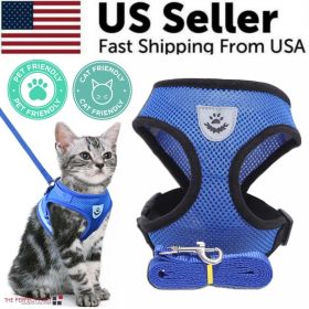 Dog Pet Harness Adjustable Control Vest Dogs Reflective S M L XL Leash (Color: Blue, size: L)