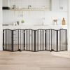 Dog Gate with Door Foldable 6 Panels Black 118.1 " Poplar Wood