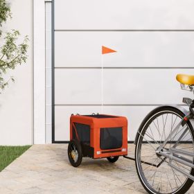 Pet Bike Trailer Orange and Black Oxford Fabric, Iron, PVC Small (Color: Orange)